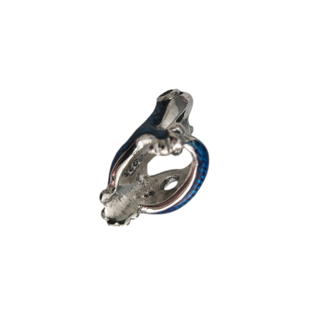 đSterling Silver 925 Blue Tree Frog Wrap Around Bracelet Charm - Picture 5 of 6